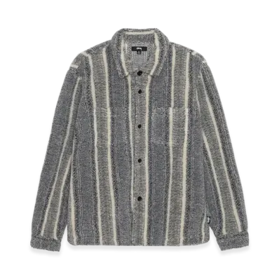 Stussy Striped Sherpa Shirt "Charcoal"