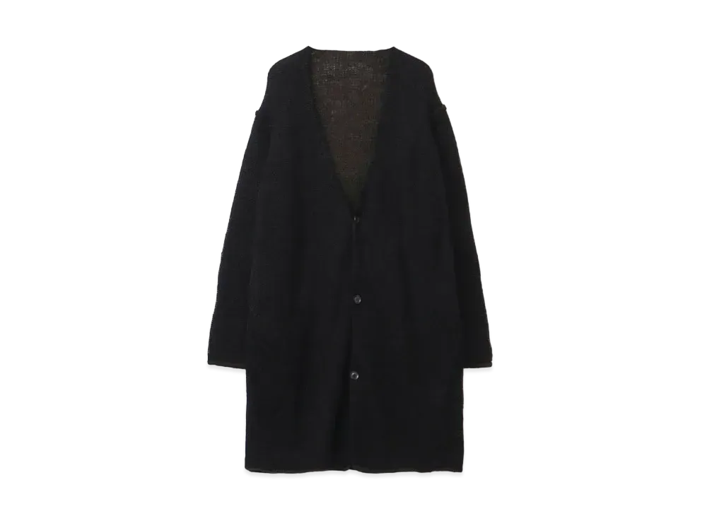Yohji Yamamoto Pour Homme 3G PLAIN STITCH RIB REVERSIBLE LONG CARDIGAN "Black/Black"