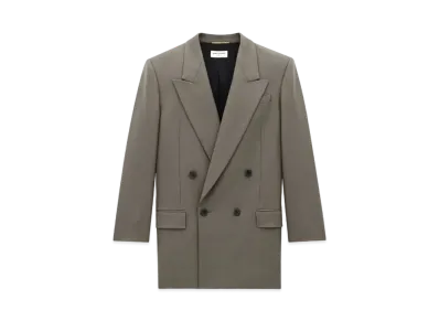 Saint Laurent Women's Jacket in Wool Gabardine "Grey"