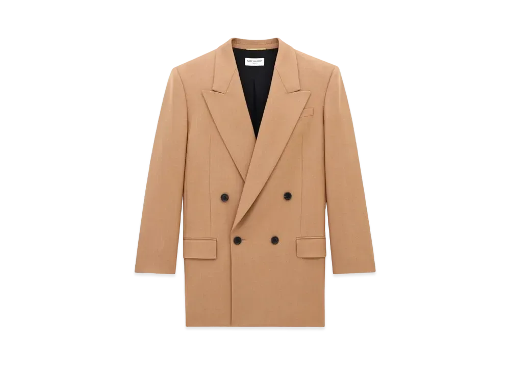 Saint Laurent Women's Jacket in Wool Gabardine "Beige"