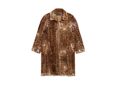 BALENCIAGA Leopard Shrunk Coat Viscose Embroidery "Brown"