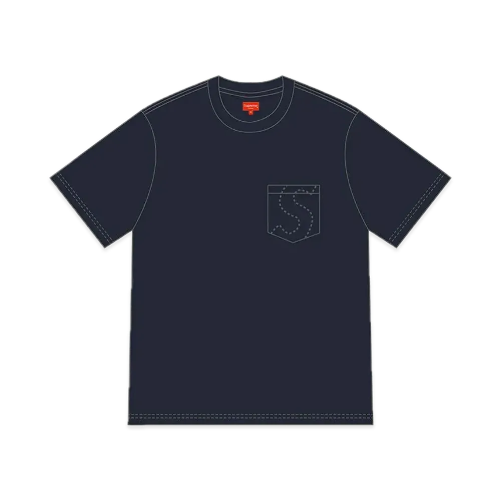 Supreme Laser Cut S Logo Pocket Tee "Navy"