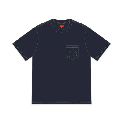 Supreme Laser Cut S Logo Pocket Tee "Navy"