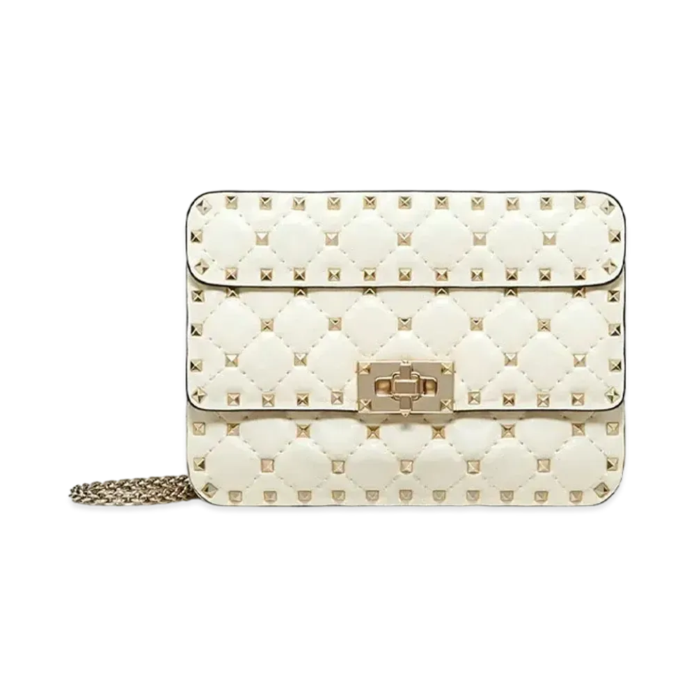 Valentino Small Bag Rock Studs Spike Nappa Leather "Light Ivory"