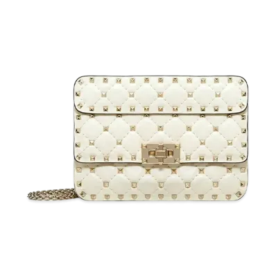 Valentino Small Bag Rock Studs Spike Nappa Leather "Light Ivory"
