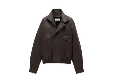 Saint Laurent Women's Bomber Jacket in Lambskin "Marron"