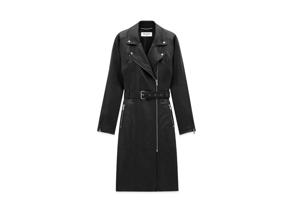 Saint Laurent Women's Biker Coat in Lambskin "Black"