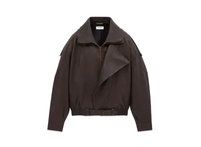 Saint Laurent Women's Bomber Jacket in Lambskin "Brun"