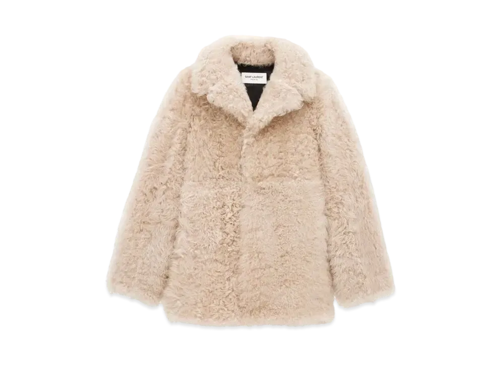 Saint Laurent Women's Coat in Shearling "Beige"