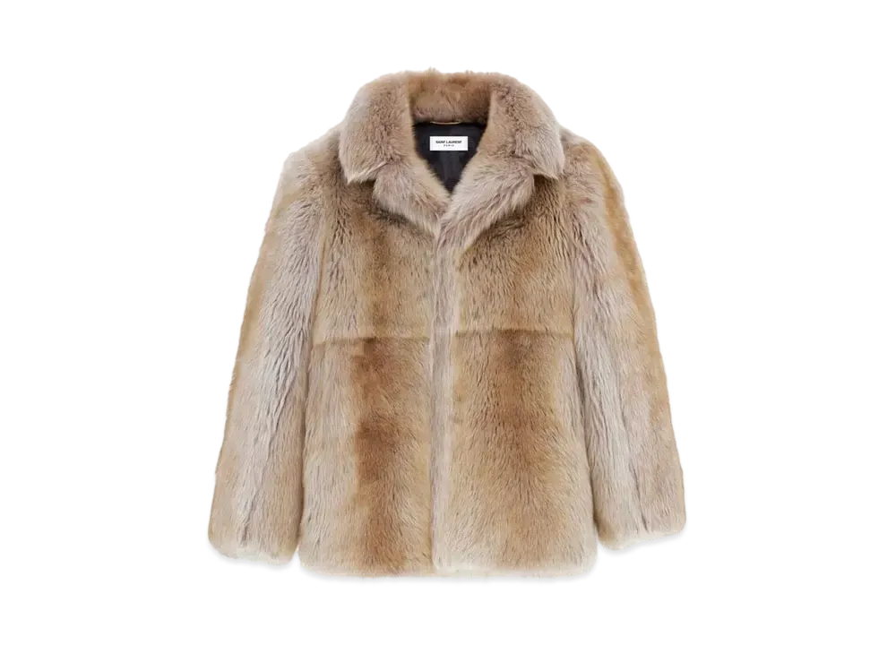 Saint Laurent Women's Coat in Shearling "Craie"