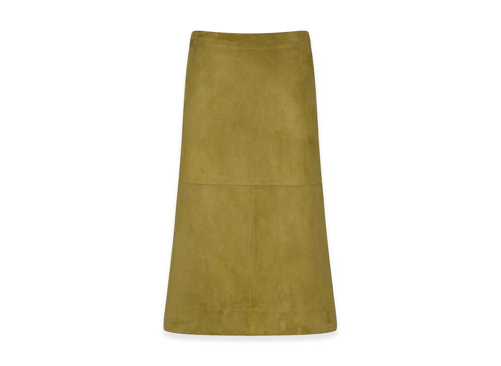 Bottega Veneta Women's Suede Leather Midi Skirt "Green"