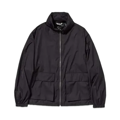 AURALEE Hard Twist Polyester Satin Laminate Zip Blouson "Black"
