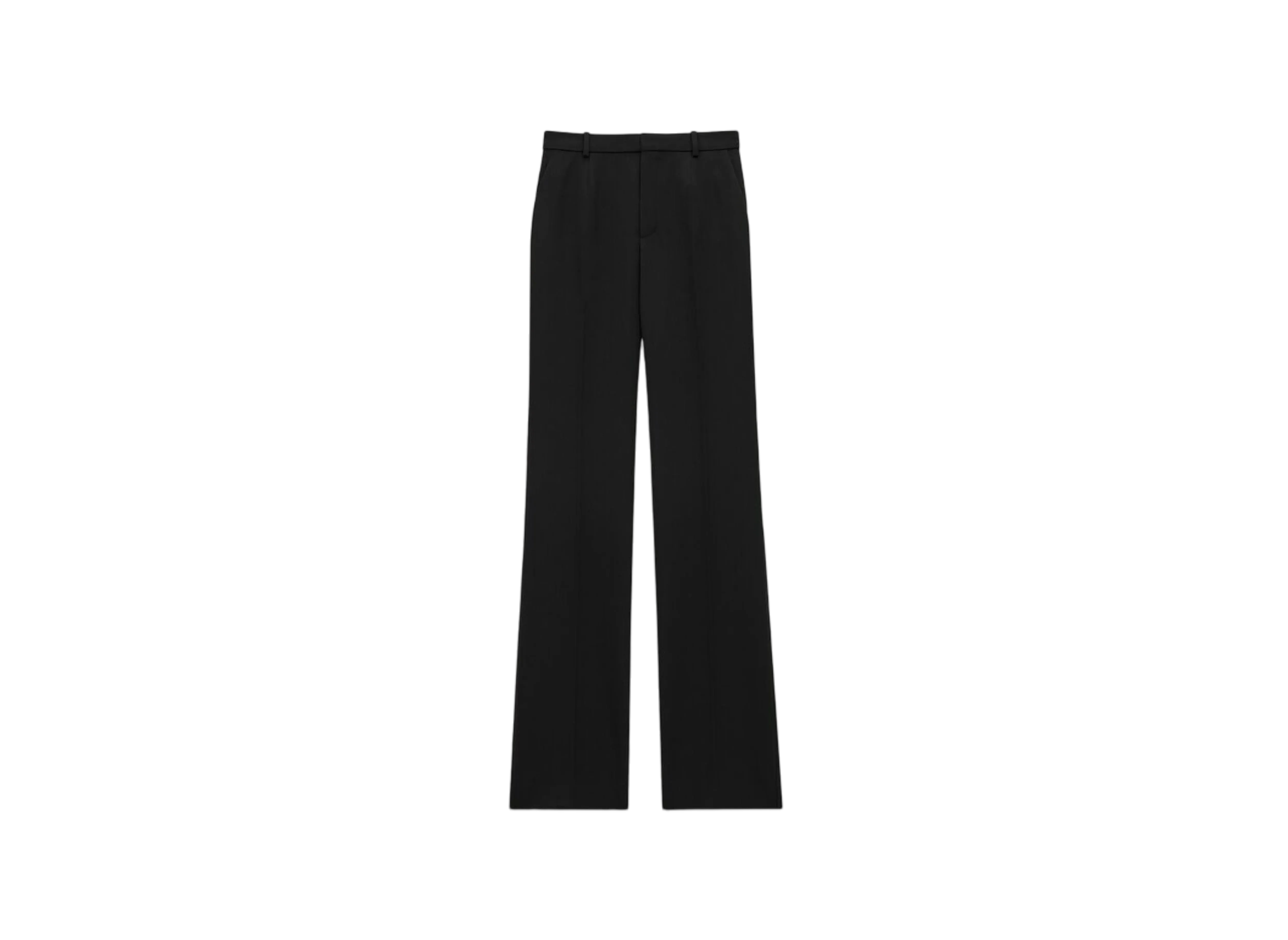 Saint Laurent Women's Flared Tuxedo Pants in Grain de Poudre "Black"