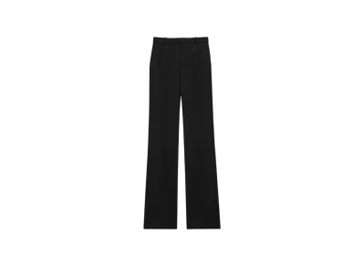 Saint Laurent Women's Flared Tuxedo Pants in Grain de Poudre "Black"