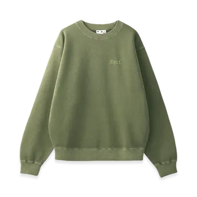 X-Girl Logo Patch Pigment Dyed Crewneck Sweat Top "Olive"