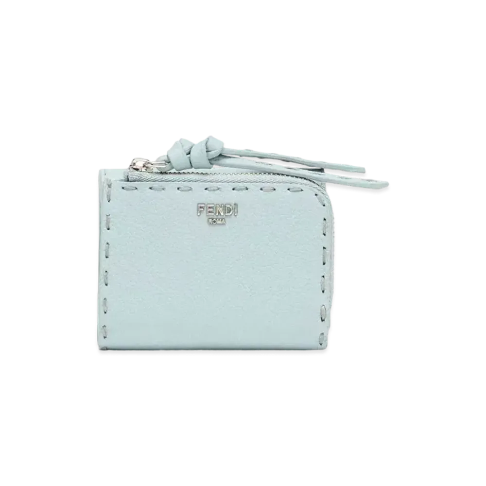 FENDI Peekaboo Micro Trifold Selleria Wallet "Light Blue"