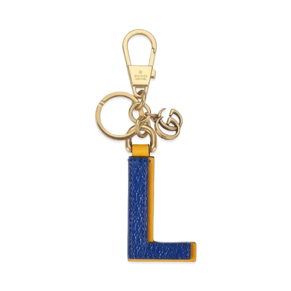GUCCI Letter L Keychain Leather "Blue/Yellow"
