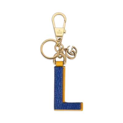 GUCCI Letter L Keychain Leather "Blue/Yellow"