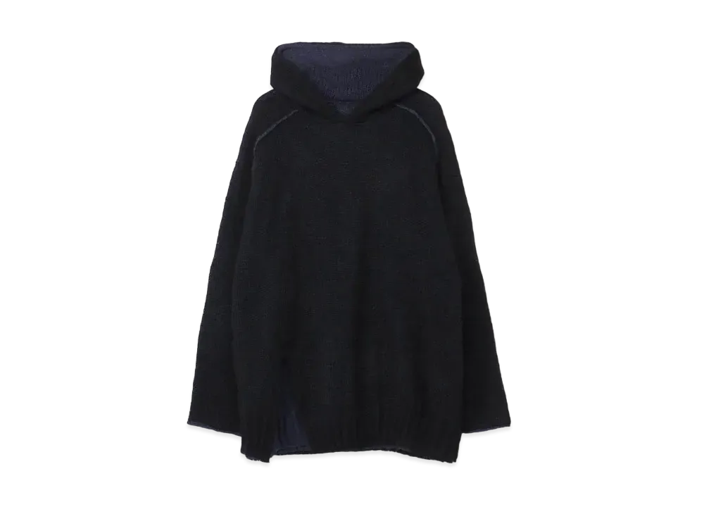 Yohji Yamamoto Pour Homme 3G PLAIN STITCH RIB REVERSIBLE RAGRAN HOODY "Black"