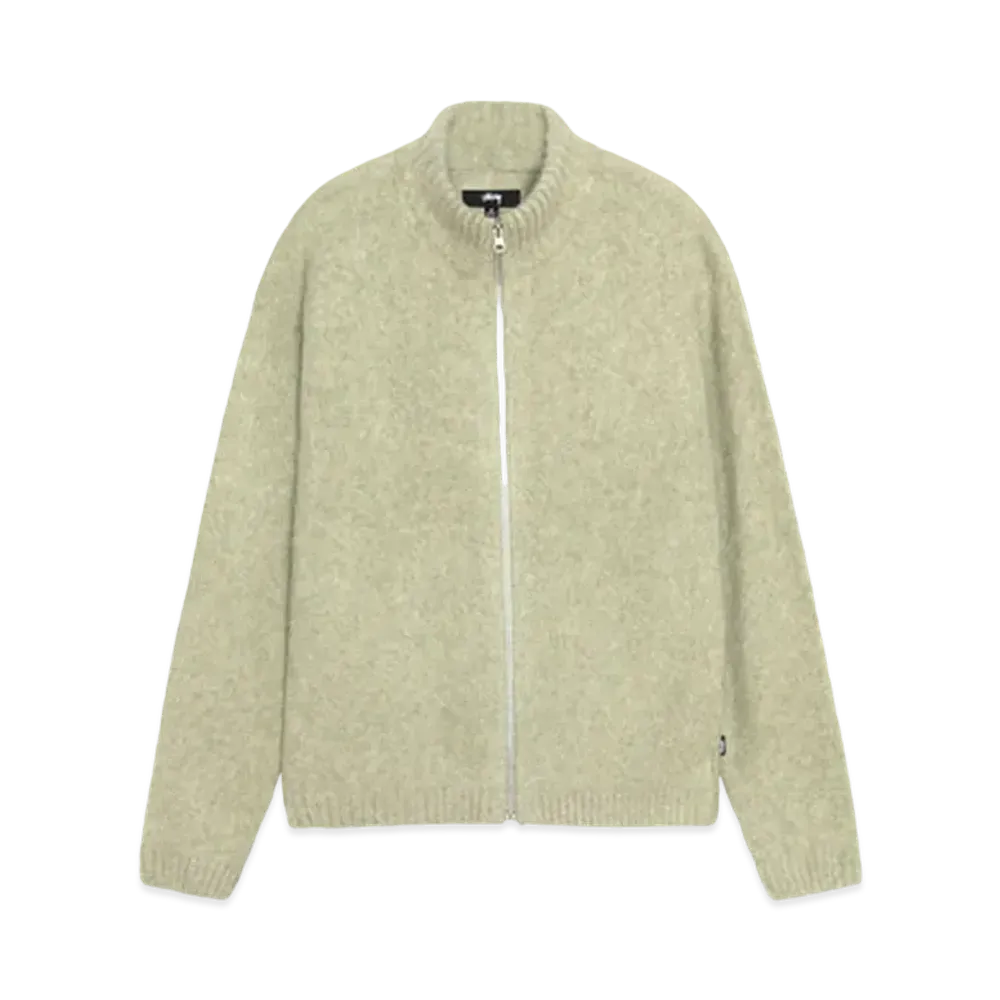 Stussy Full Zip Brushed Merino Sweater "Sage"