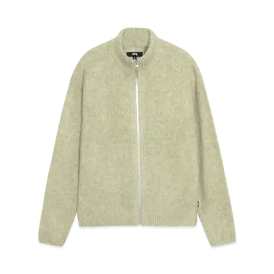 Stussy Full Zip Brushed Merino Sweater "Sage"