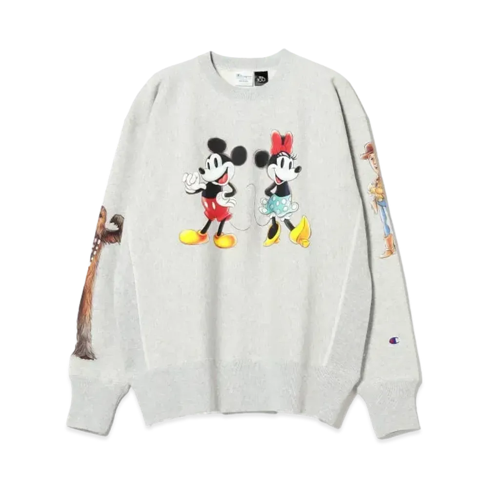 BEAMS x Champion Disney 100 Collection Crewneck Sweat "Silver Gray"
