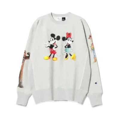BEAMS x Champion Disney 100 Collection Crewneck Sweat "Silver Gray"
