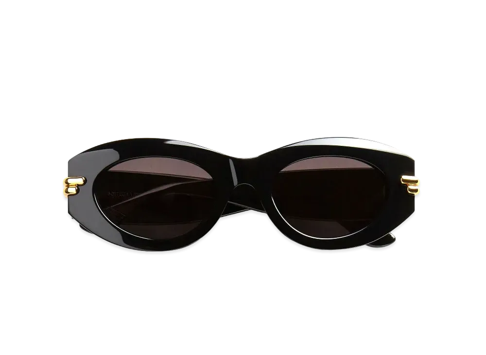 Bottega Veneta Mitre Oval Sunglasses "Black/Gray"