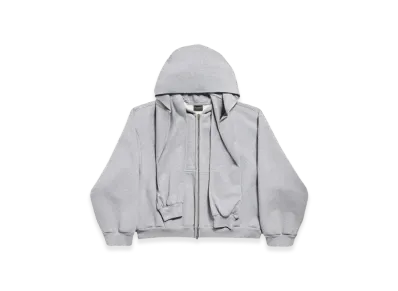 BALENCIAGA Incognito Boxy Large Fit Zip-Up Hoodie "Grey Silver"