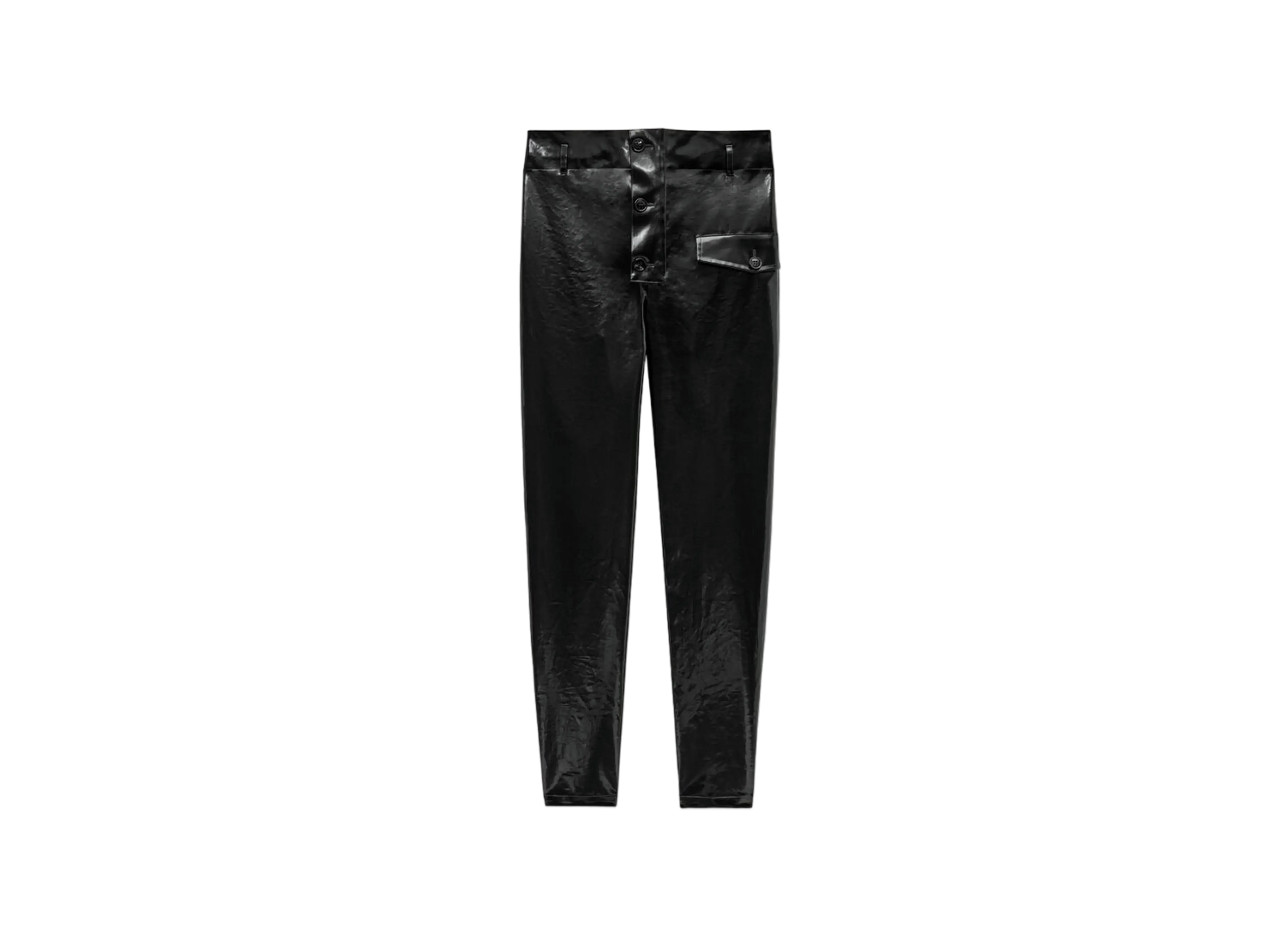 Saint Laurent Women's Paperbag Pants in Coated Cotton "Black"