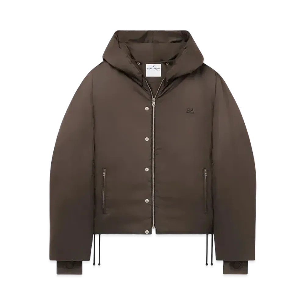 Courreges Hooded Puffer Jacket "Coffee"