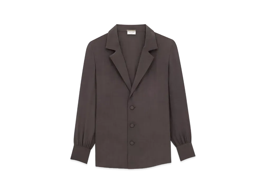 Saint Laurent Women's Pajama Shirt in Silk Crepe de Chine "Marron"