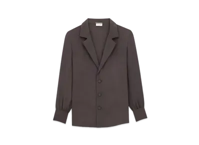 Saint Laurent Women's Pajama Shirt in Silk Crepe de Chine "Marron"