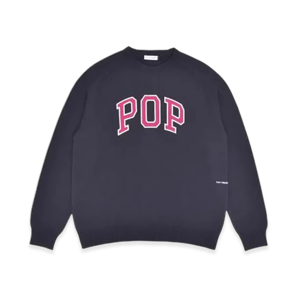 POP TRADING COMPANY Pop Arch Knitted Crewneck "Anthracite/Raspberry"