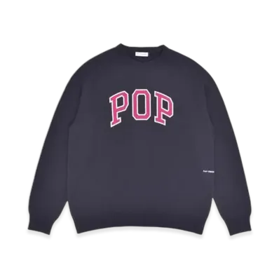 POP TRADING COMPANY Pop Arch Knitted Crewneck "Anthracite/Raspberry"