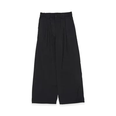 YOKE Silk Nylon 3Pleated Wide-Leg Easy Pants "Black"