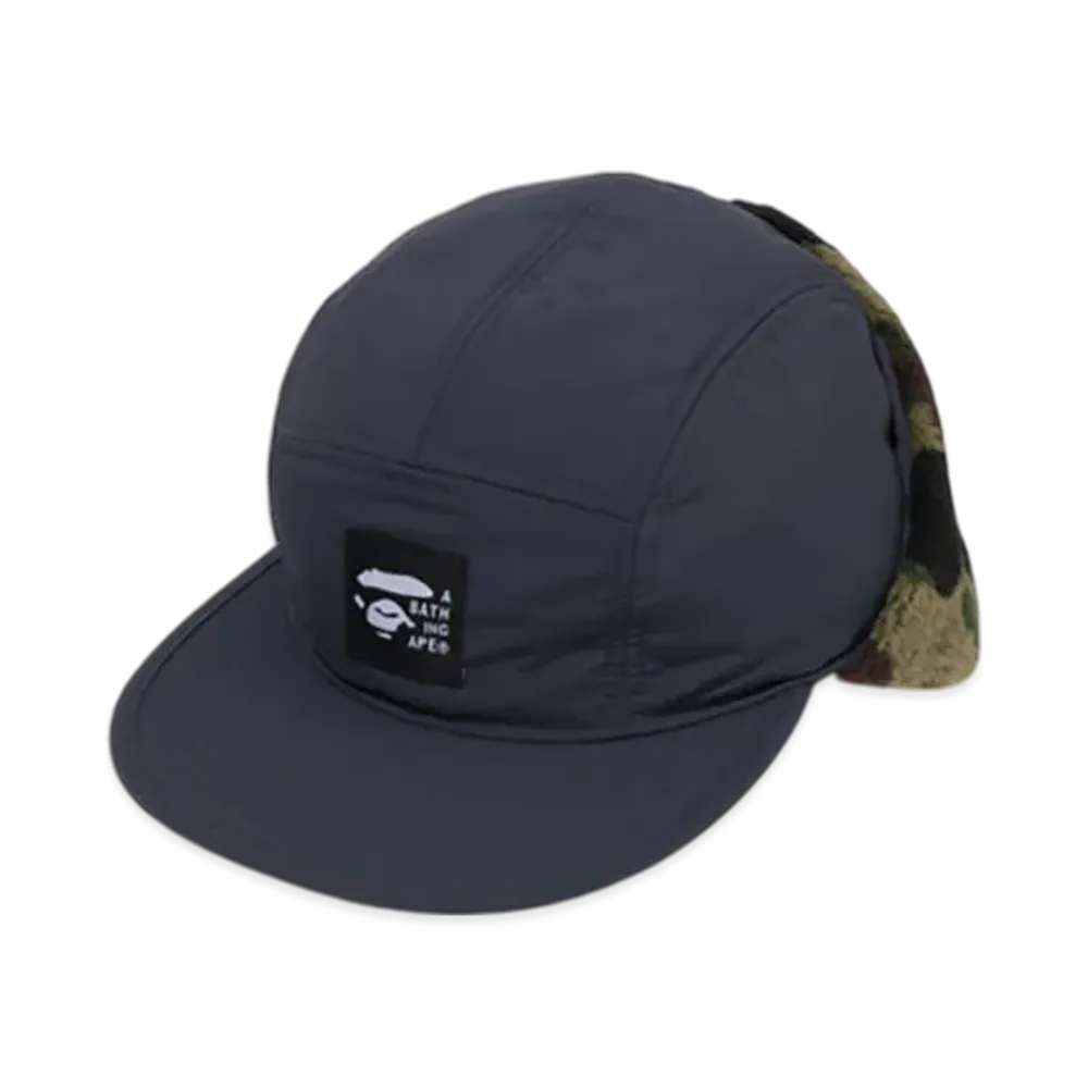 A BATHING APE 1St Camo Puffy Flight Cap "Navy"