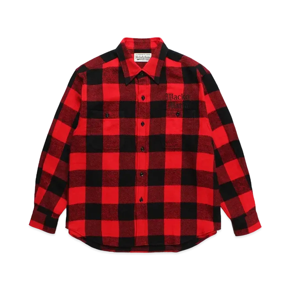 WACKO MARIA Block Check Flannel Shirt "Red"