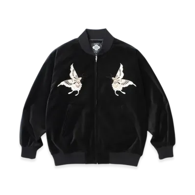APHRODITEGANG GAKKIN x BUDSPOOL Hakunicho Velveteen Souvenir Jacket "Black"