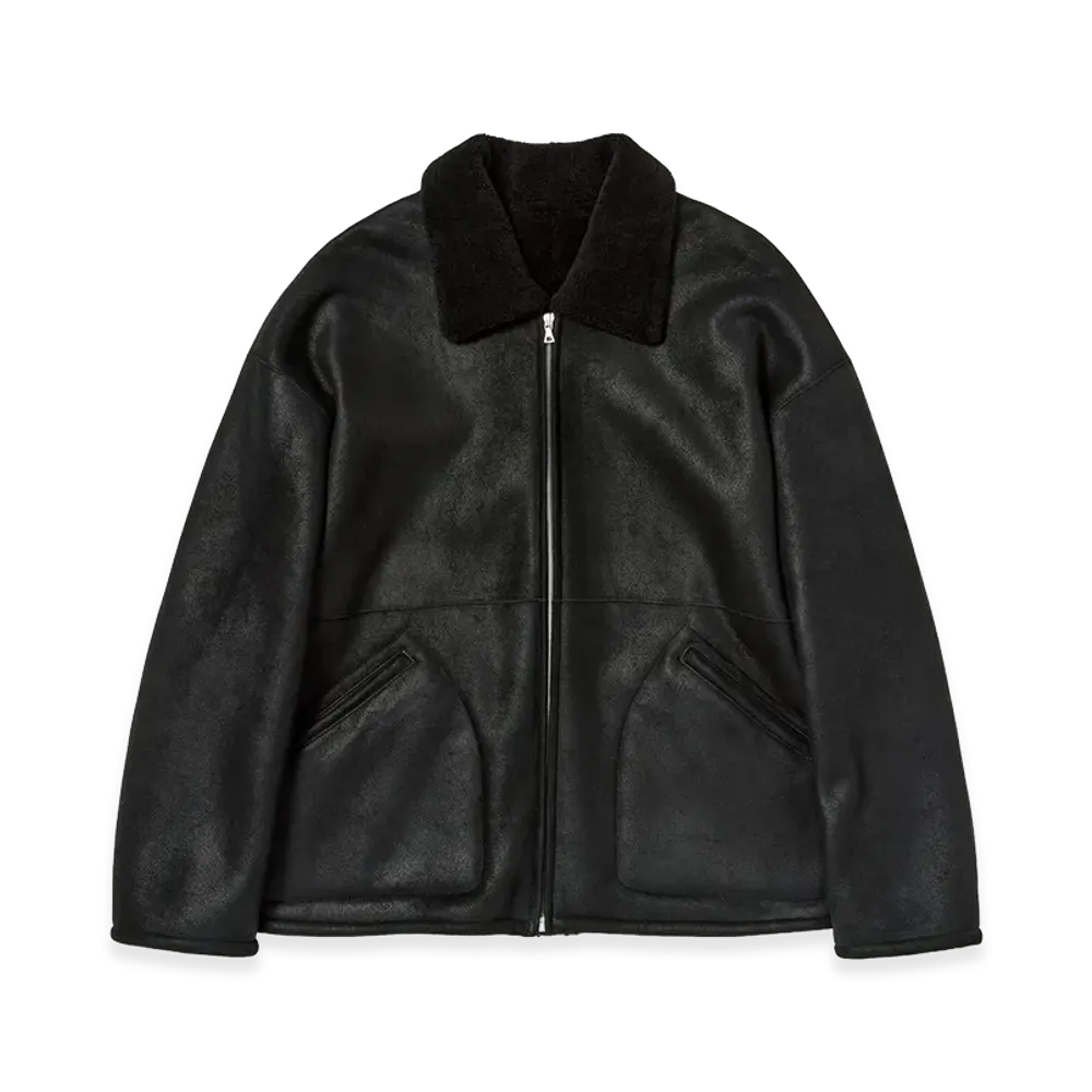 AURALEE Merino Mouton Zip Blouson "Black"