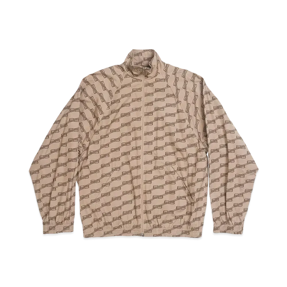 BALENCIAGA MENS BB Monogram Regular Fit Tracksuit Jacket "Beige/Brown"