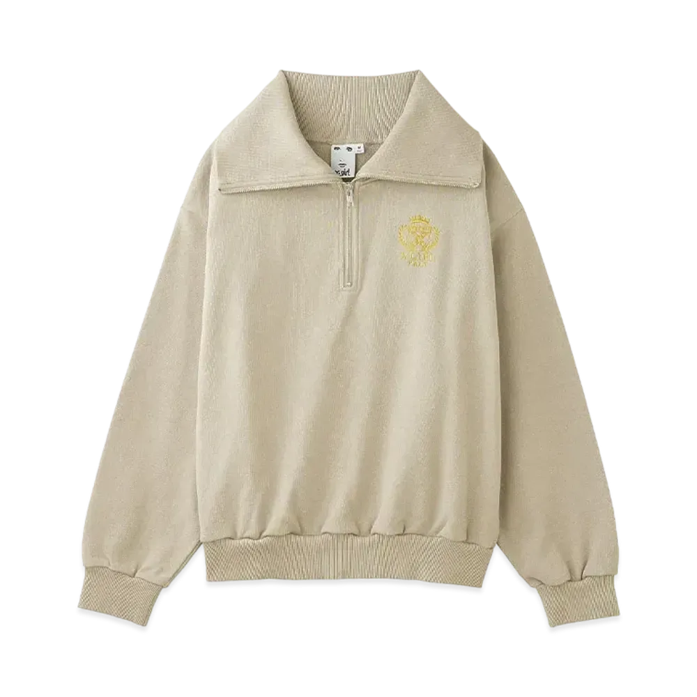 X-Girl Prep Logo Half Zip Sweat Top "Beige"