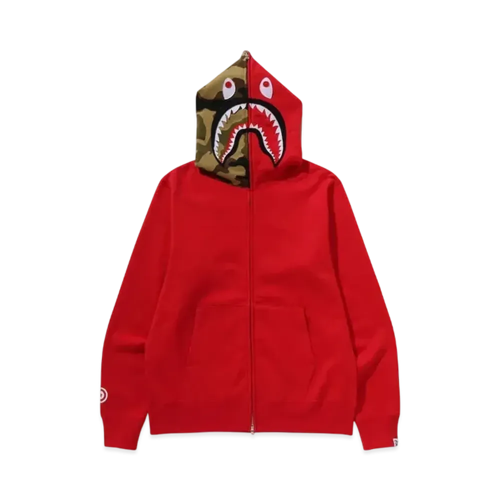 A BATHING APE 1ST Shark Full Zip Hoodie "Red"
