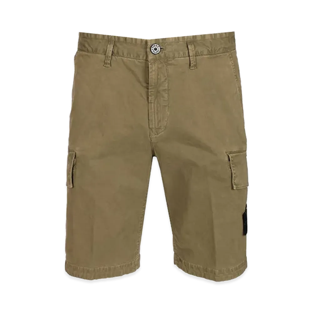 Stone Island Bermuda Cargo Shorts In Broken Twill "Green"
