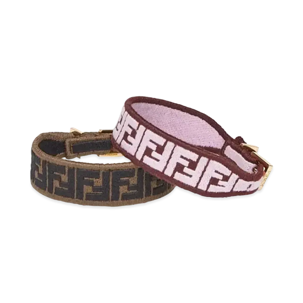 FENDI FF Fabric Bracelet "Pink/Brown"