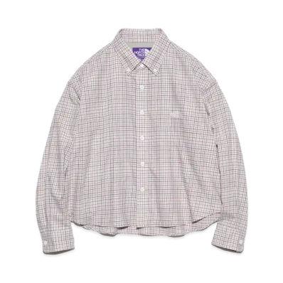 The North Face PURPLE LABEL Button Down Tattersall Field Cropped Shirt "Beige"