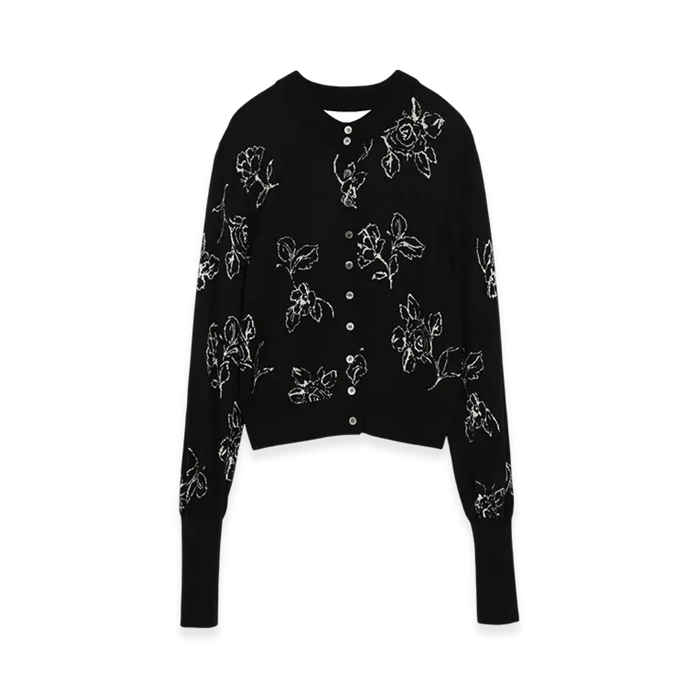 CLANE x Minami Tanaka Thin Flower W Face Cardigan "Black"
