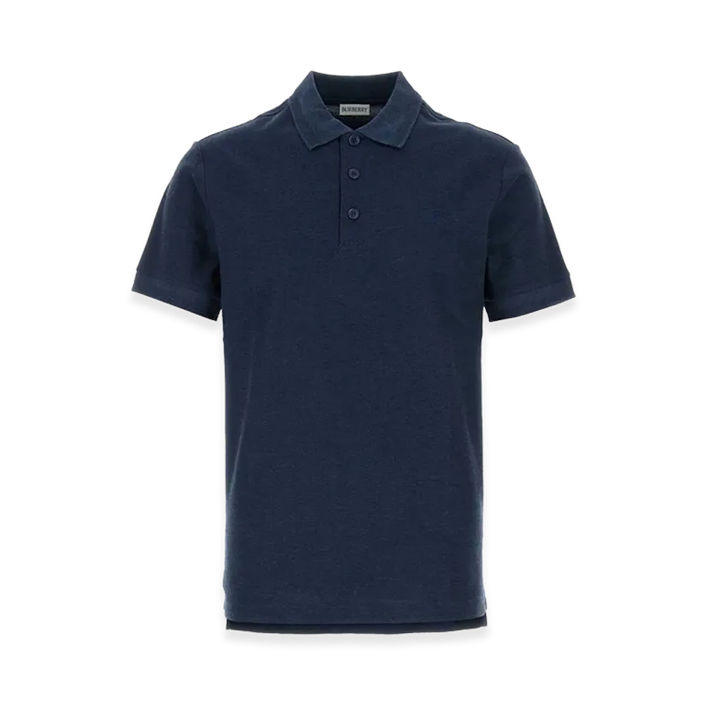 Burberry Eddie Cotton Polo Shirt With Ekd Embroidery "Denim"