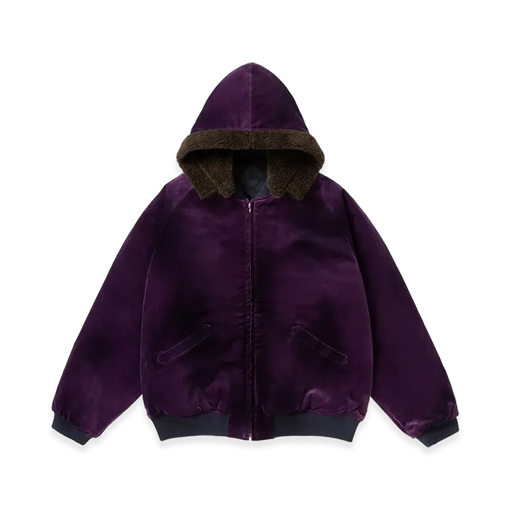 A.PRESSE Vintage Souvenir Velour Hooded Jacket "Purple"