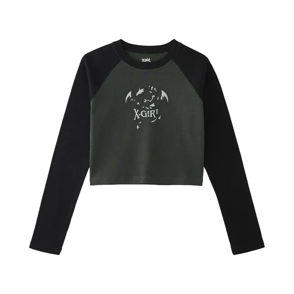 X-Girl Dragon Raglan L/S Baby Tee "Black"